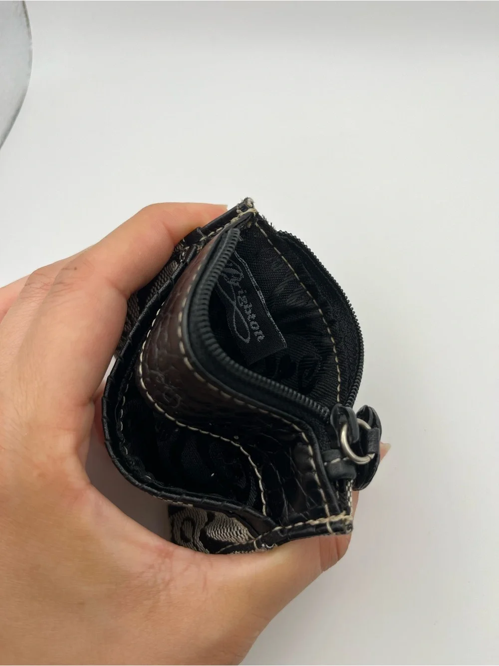 Vintage Brighton Black and Cream Heart Pattern Card Wallet
